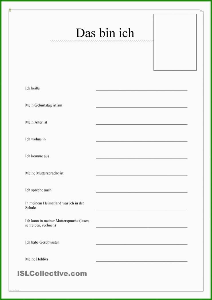Mein Steckbrief Vorlage