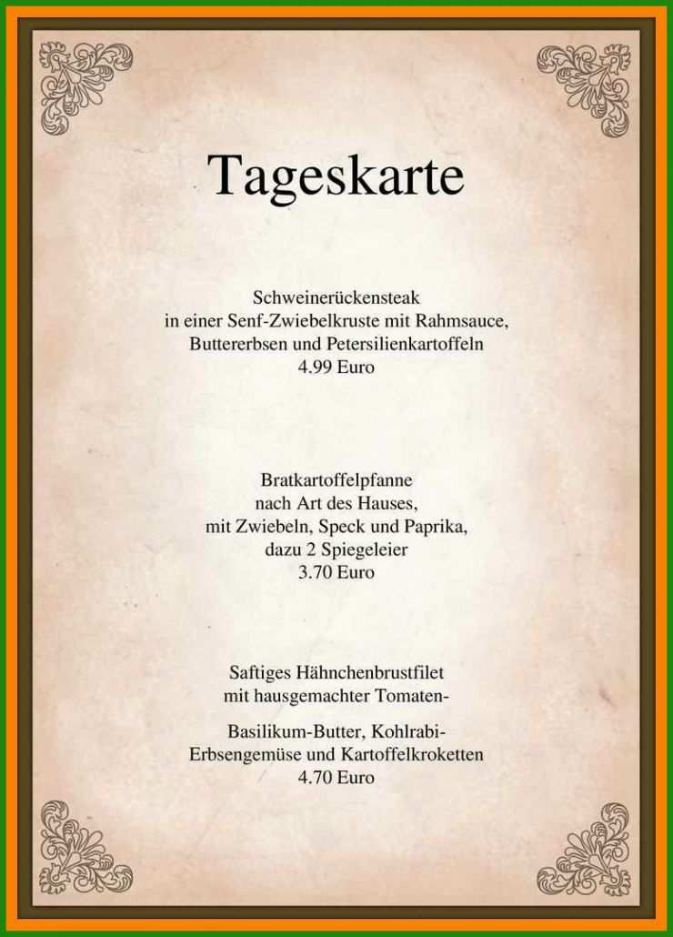 Menükarte Klappkarte Vorlage Word