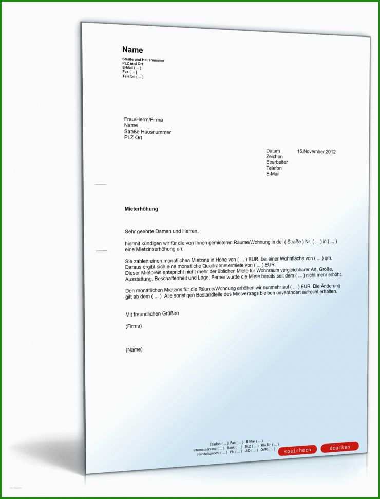 Mieterhöhung Brief Muster