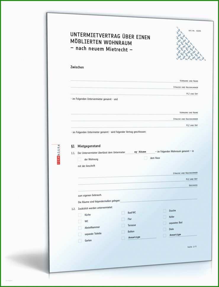 Mieterverein Untermietvertrag Vorlage