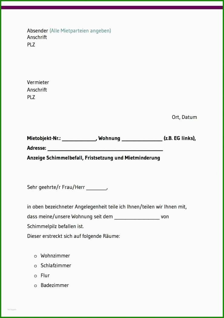 Mietminderung Brief Muster