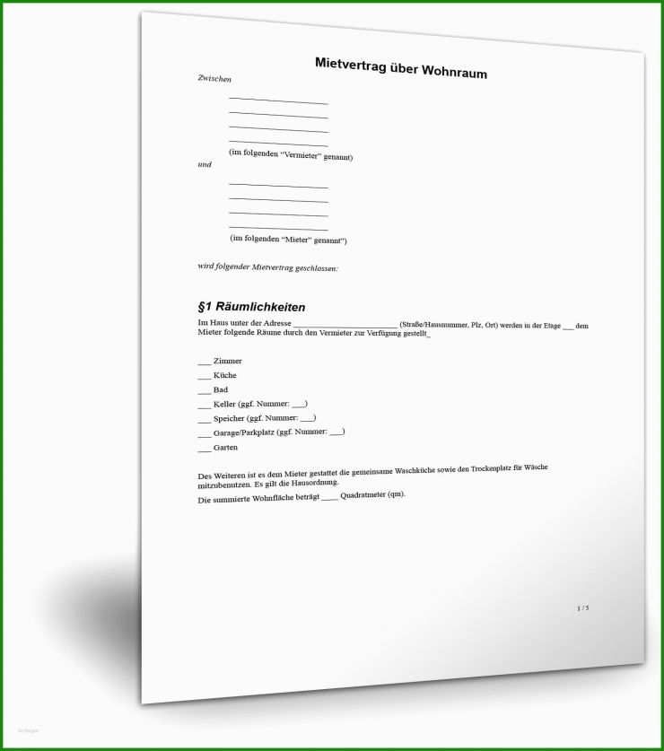 Mietvertrag Einfamilienhaus Vorlage Kostenlos