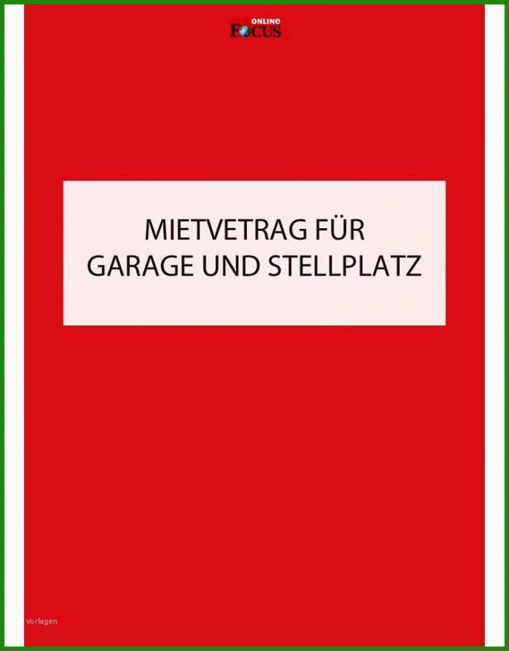 Mietvertrag Garage Vorlage