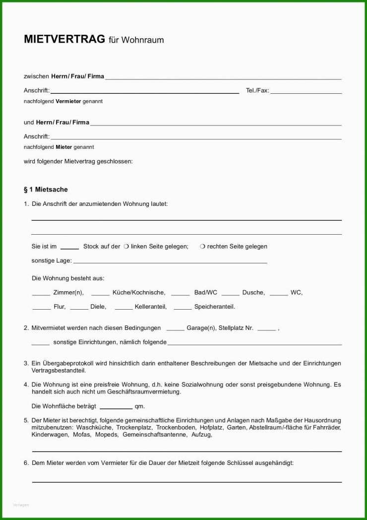 Mietvertrag Gewerblich Muster Kostenlos