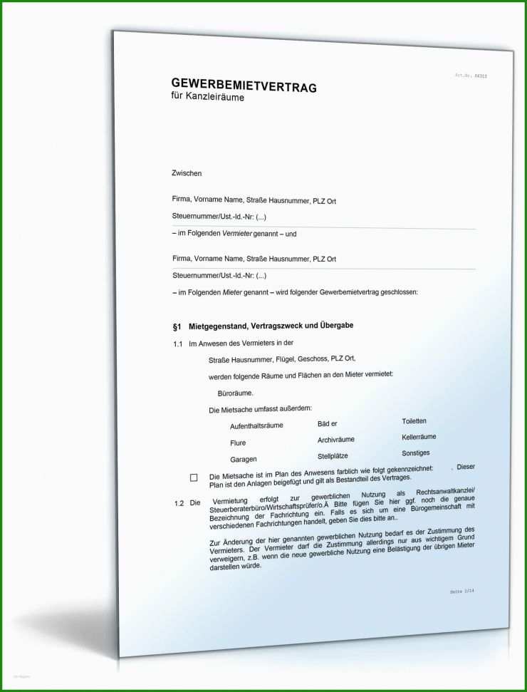 Mietvertrag Gewerblich Muster Kostenlos Download