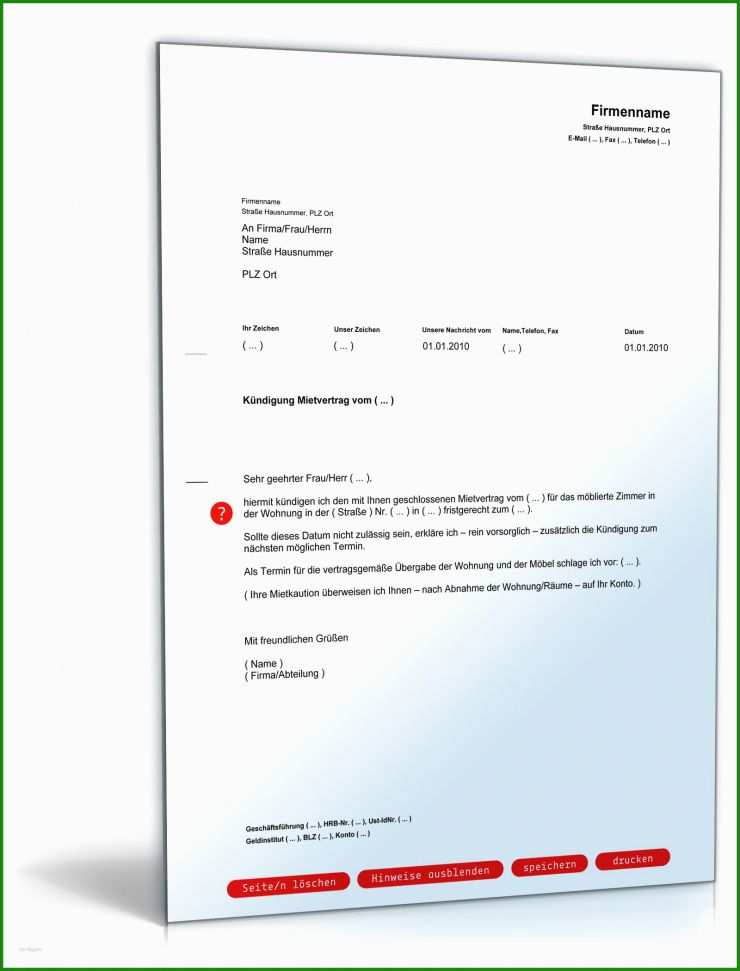 Mietvertrag Kündigen Kaution Erwähnen