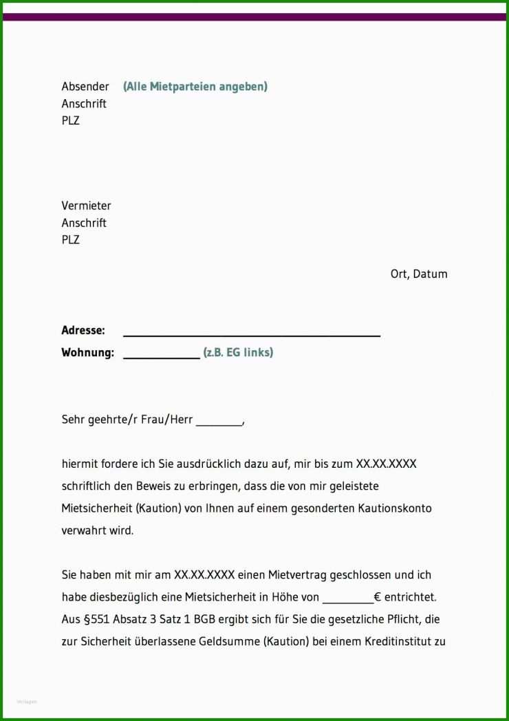Mietvertrag Kündigen Kaution Muster