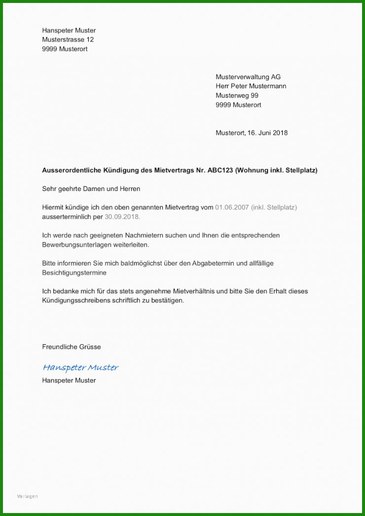 Mietvertrag Kündigen Kündigungsfrist