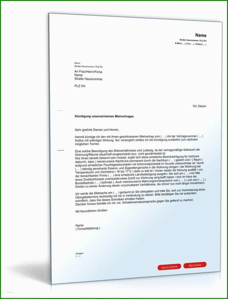 Mietvertrag Kündigen Muster Mit Nachmieter