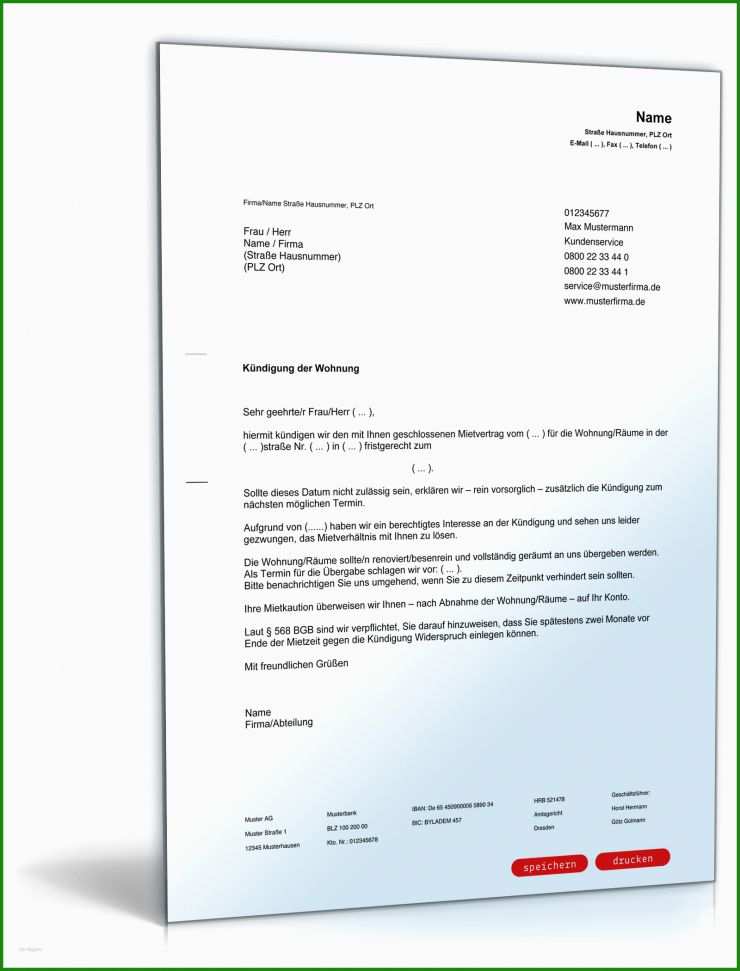 Mietvertrag Kündigen Muster Pdf
