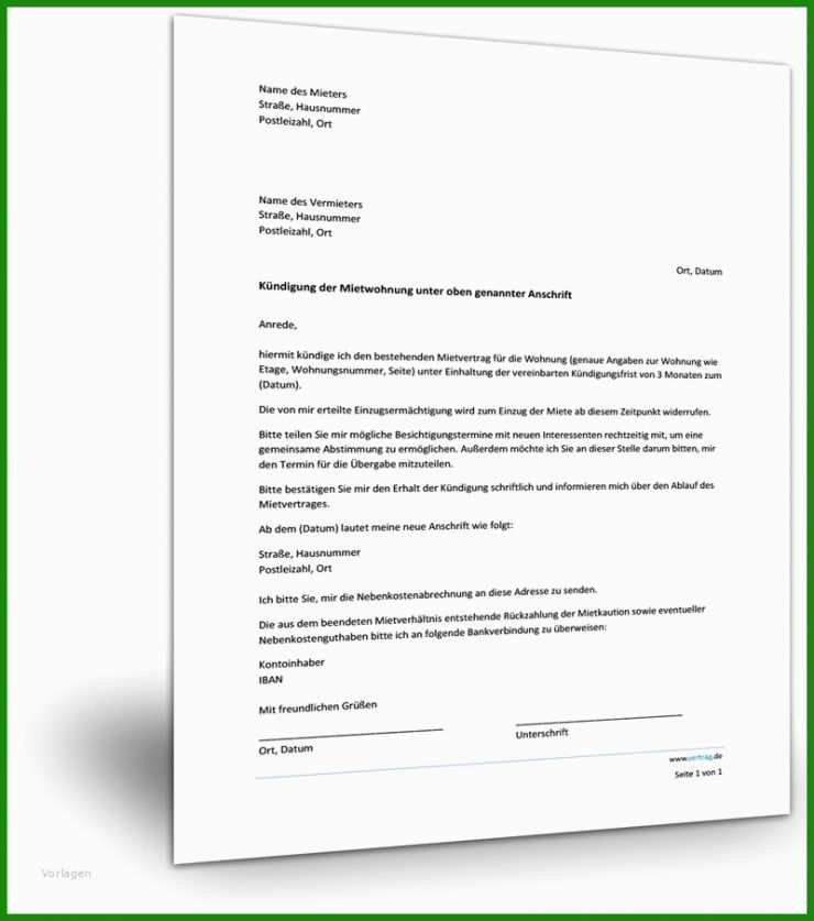 Mietvertrag Kündigen Unter Vorbehalt