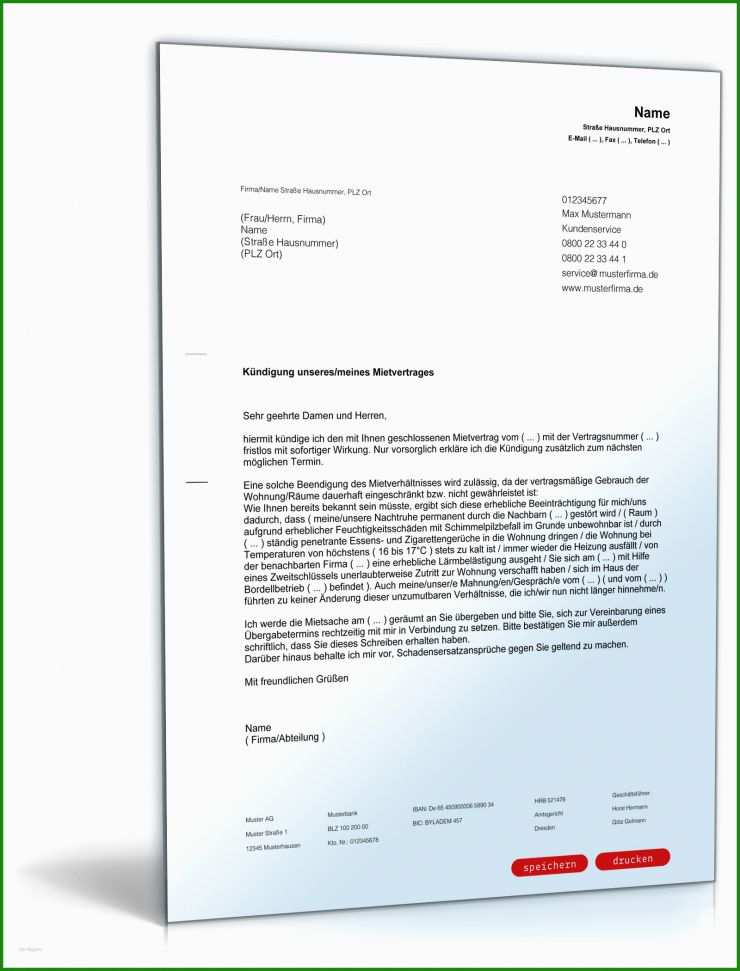 Mietvertrag Kündigen Vorlage Open Office