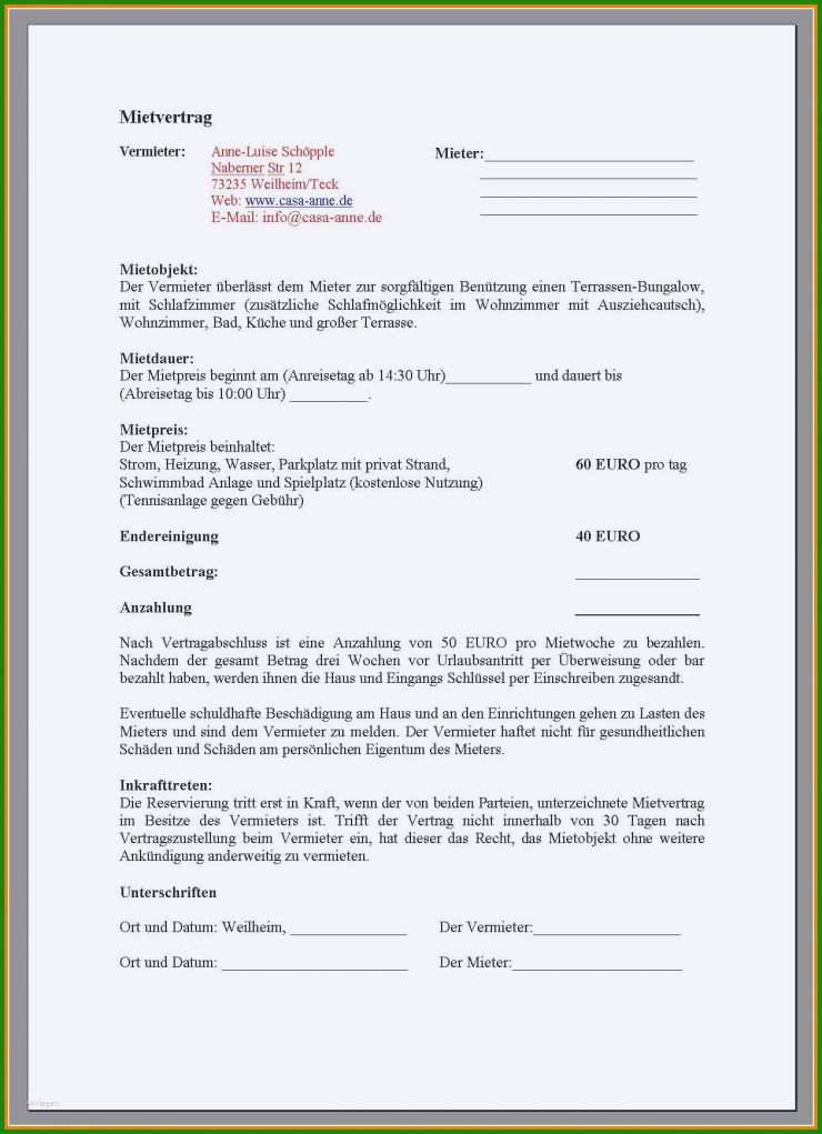 Mietvertrag Kündigen Vorlage Pdf