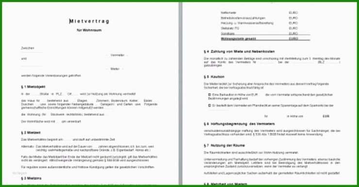 Mietvertrag Muster 2018