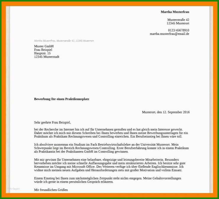 Motivationsschreiben Für Praktikum Muster