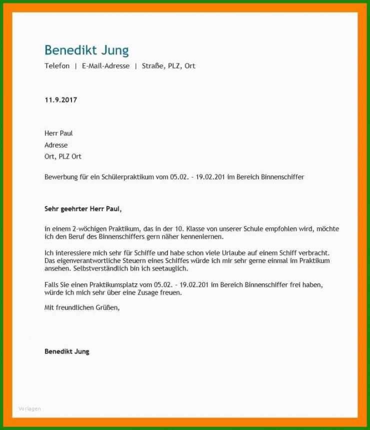 Motivationsschreiben Praktikum Schüler Muster