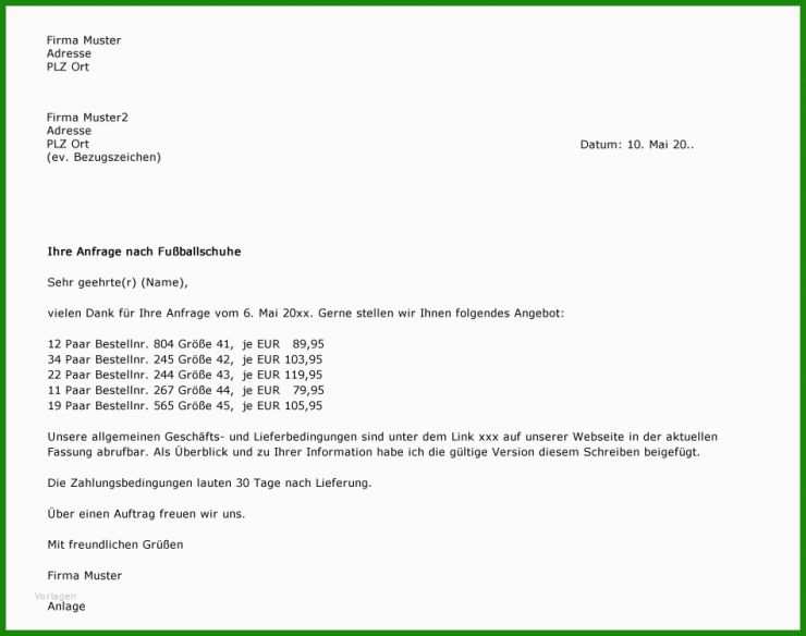 Muster Anfrage Für Ein Angebot