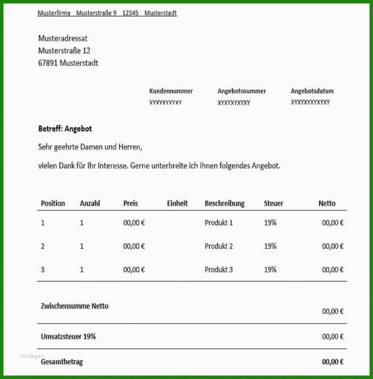 Muster Angebot Pdf