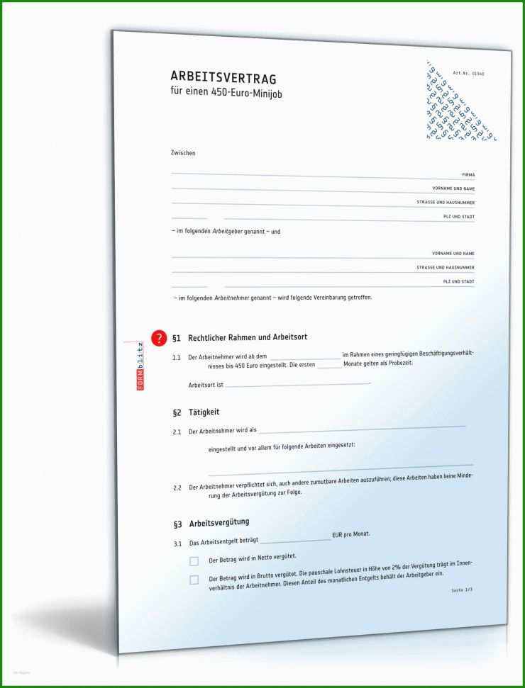 Muster Arbeitsvertrag Auf 450 00 € Basis