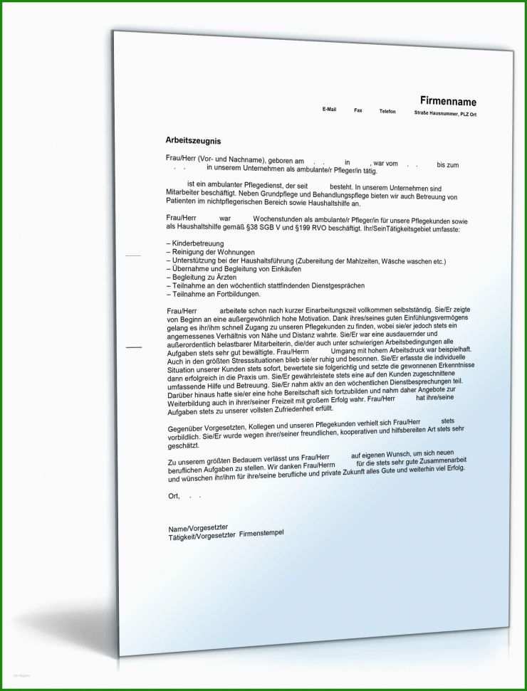 Muster Arbeitsvertrag Für Haushaltshilfe