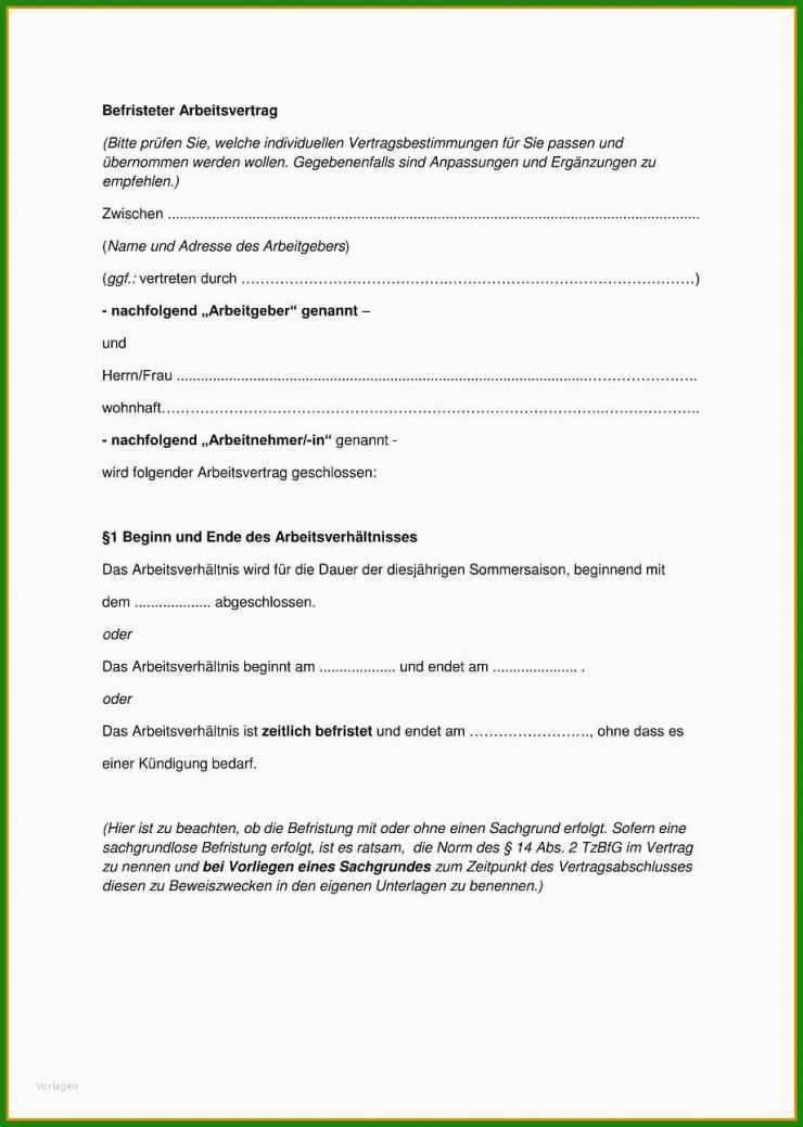 Muster Arbeitsvertrag Geringfügige Beschäftigung 2018