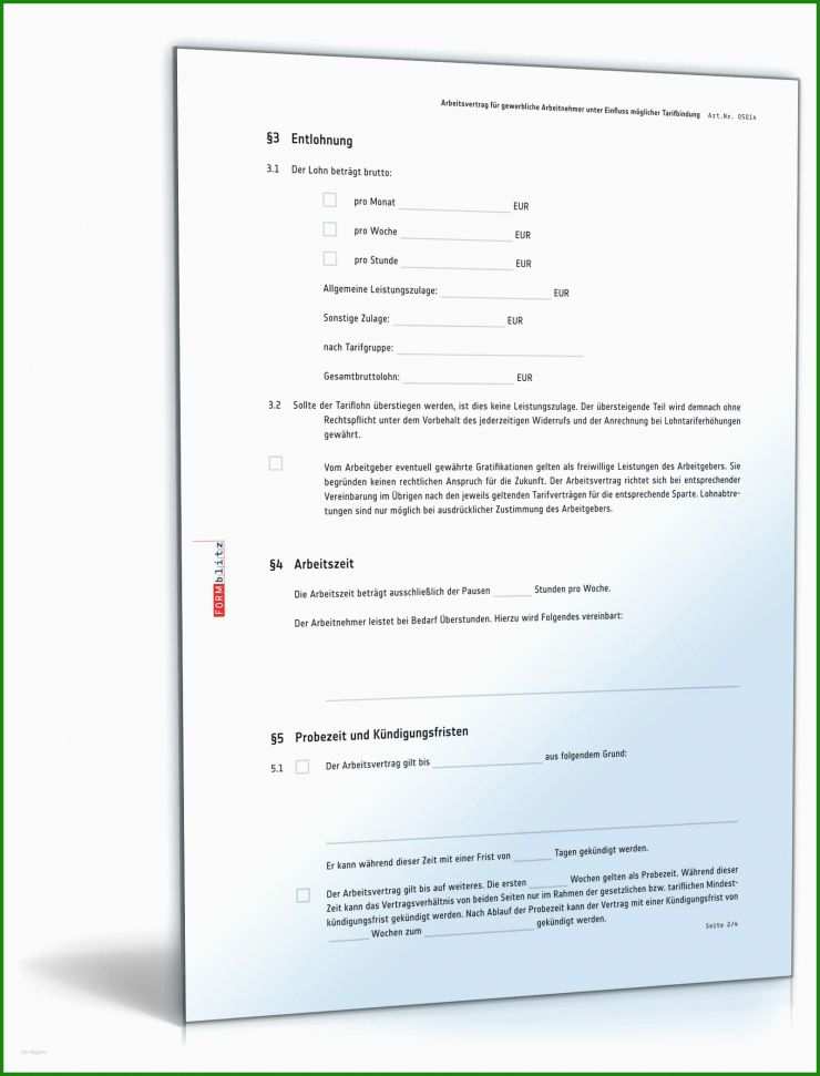 Muster Arbeitsvertrag Gewerbliche Arbeitnehmer Baugewerbe