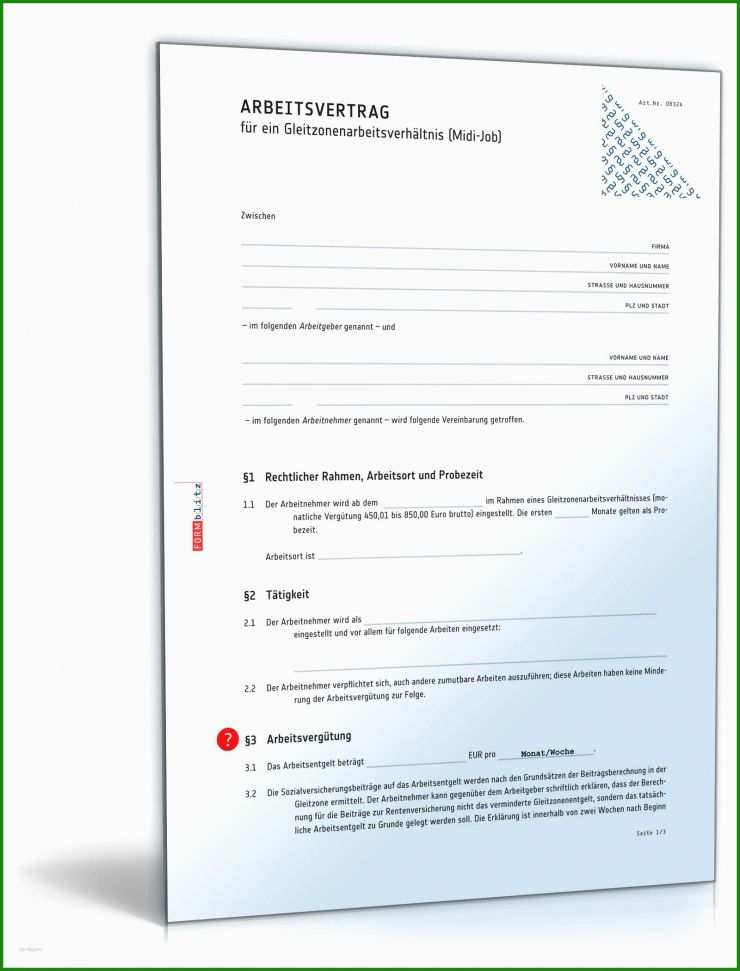 Muster Arbeitsvertrag Gleitzone