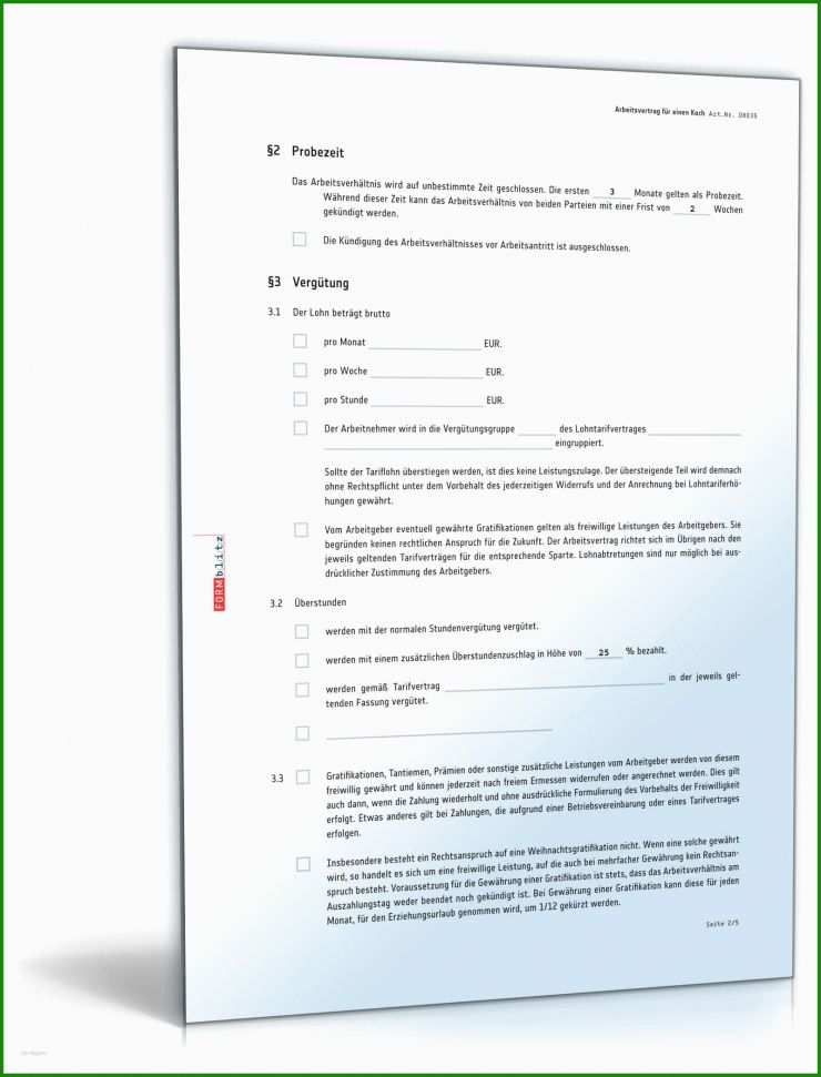 Muster Arbeitsvertrag Minijob Gastronomie