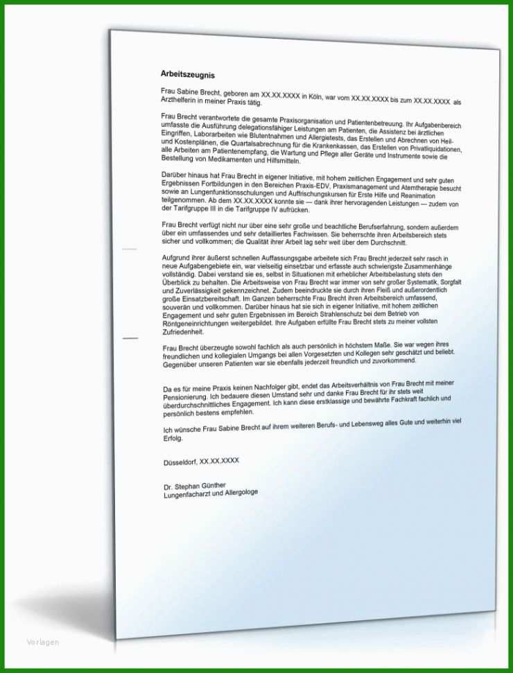 Muster Arbeitszeugnis Arzthelferin