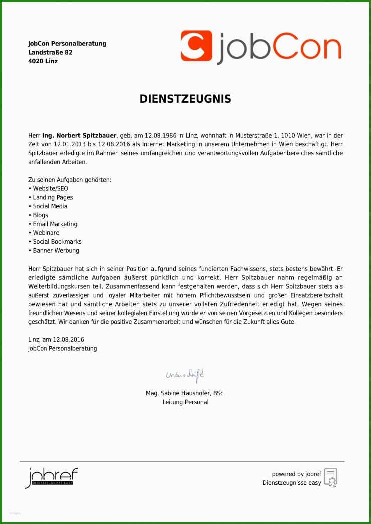Muster Arbeitszeugnis Kostenlos