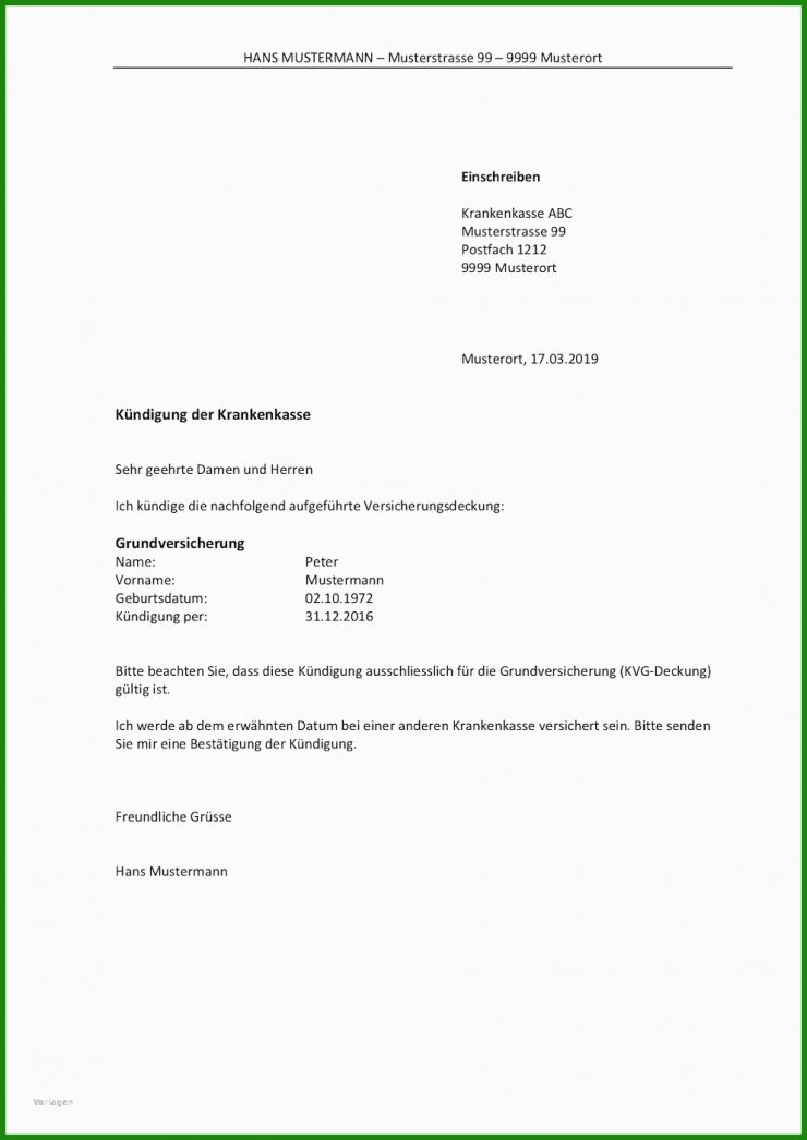 Muster Brief Krankenkasse