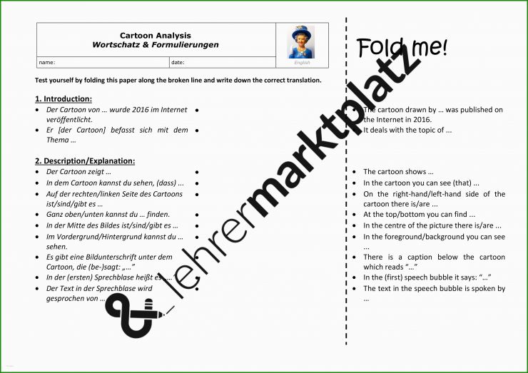 Muster Cartoon Analyse Englisch