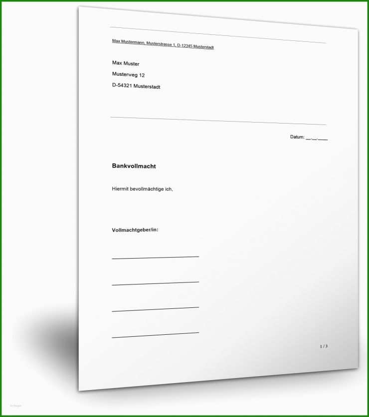 Muster Einer Vollmacht