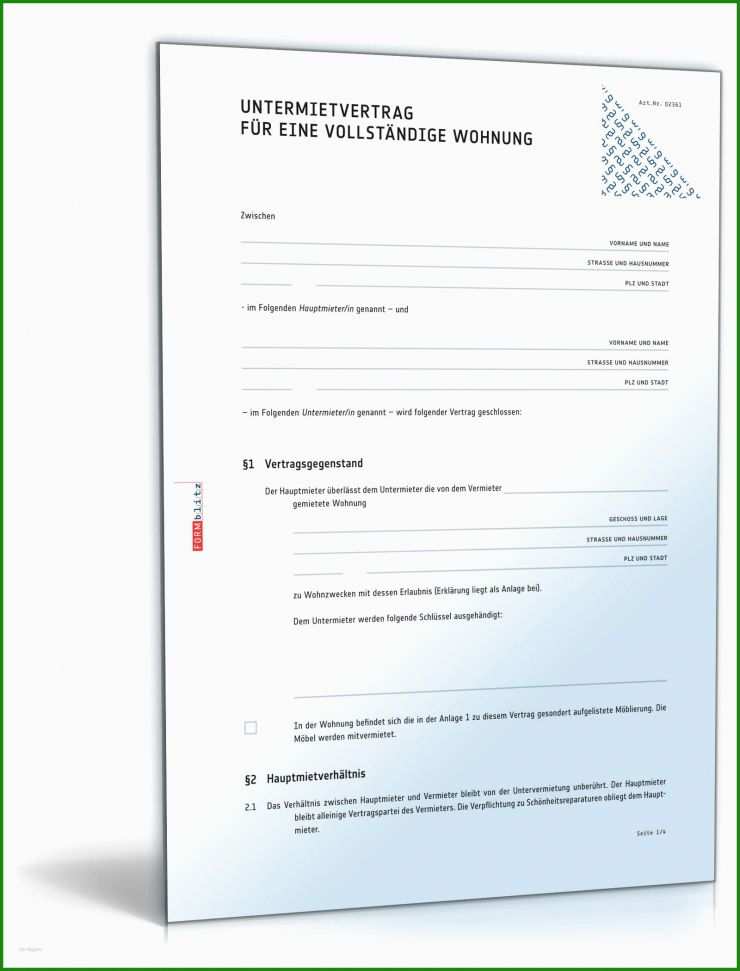 Muster Gewerblicher Untermietvertrag