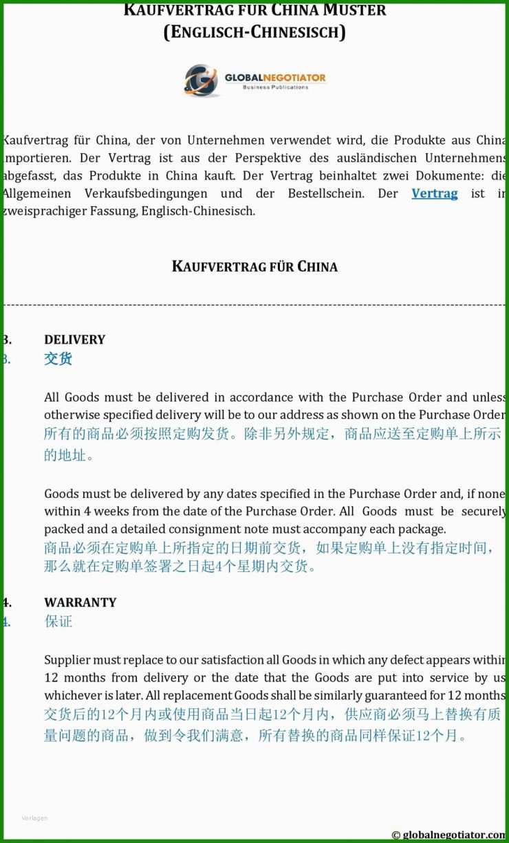 Muster Kaufvertrag Englisch