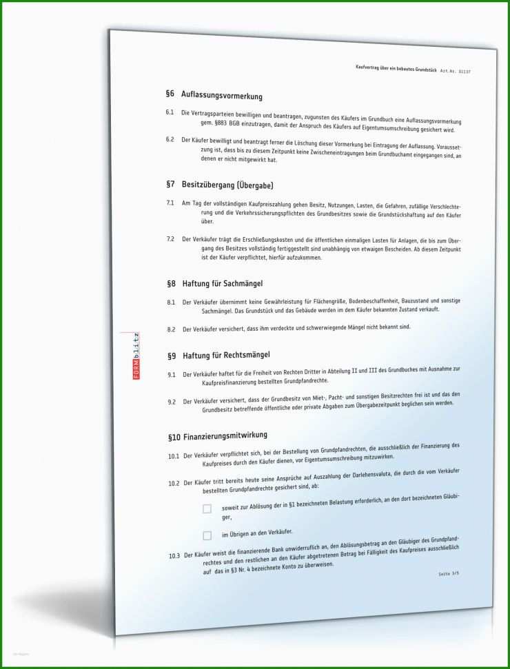 Muster Kaufvertrag Immobilie Kostenlos