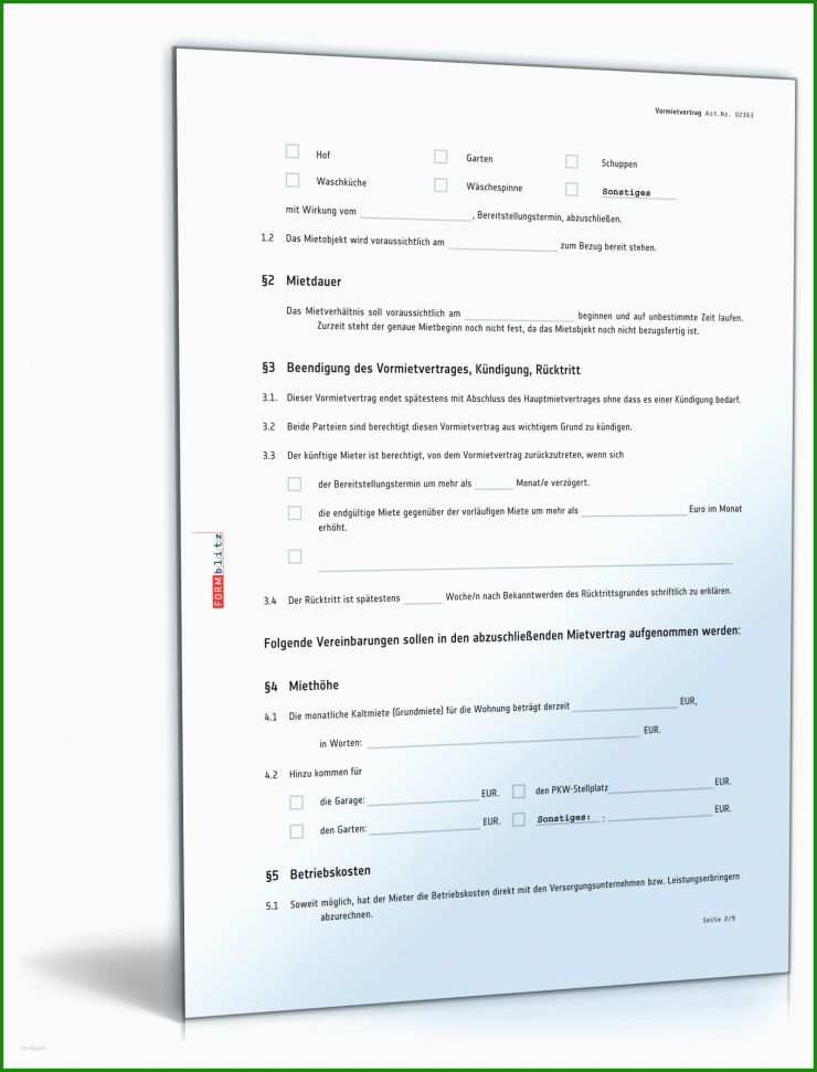 Muster Mietvertrag Ferienwohnung Kostenlos