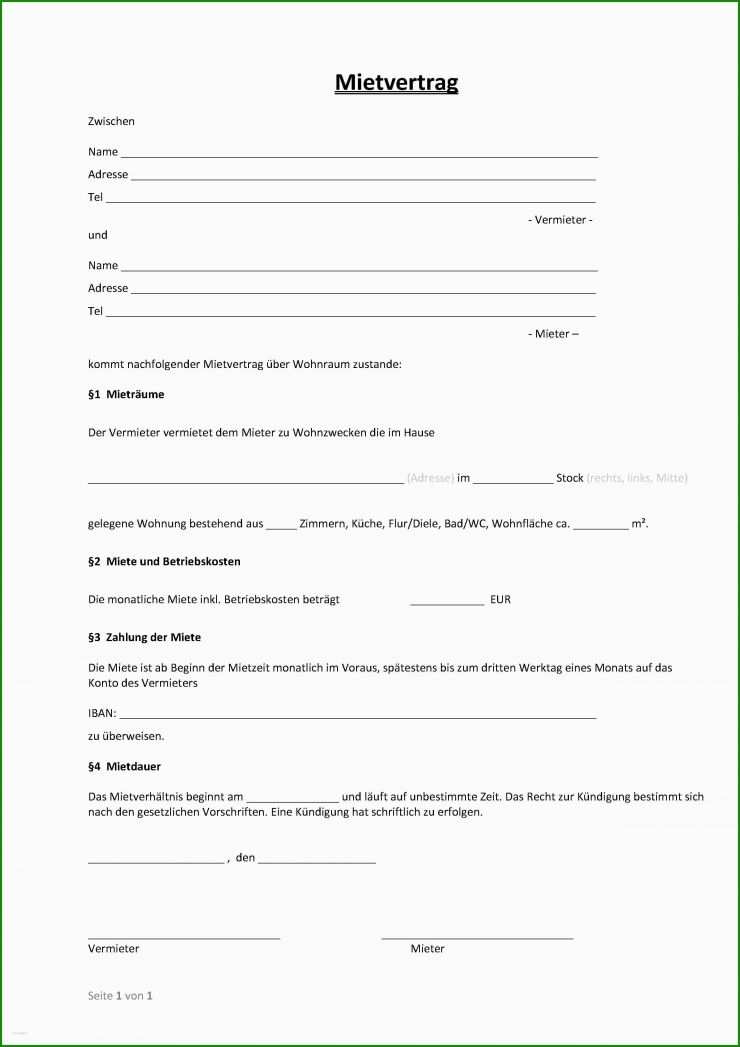 Muster Mietvertrag Ferienwohnung Kostenlos Download