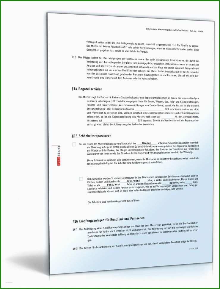 Muster Mietvertrag Haus Und Grund Kostenlos