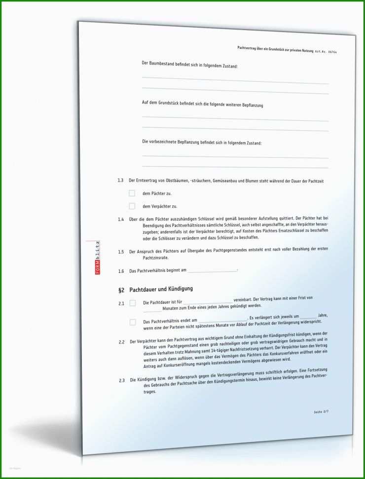 Muster Pachtvertrag Gartenhaus