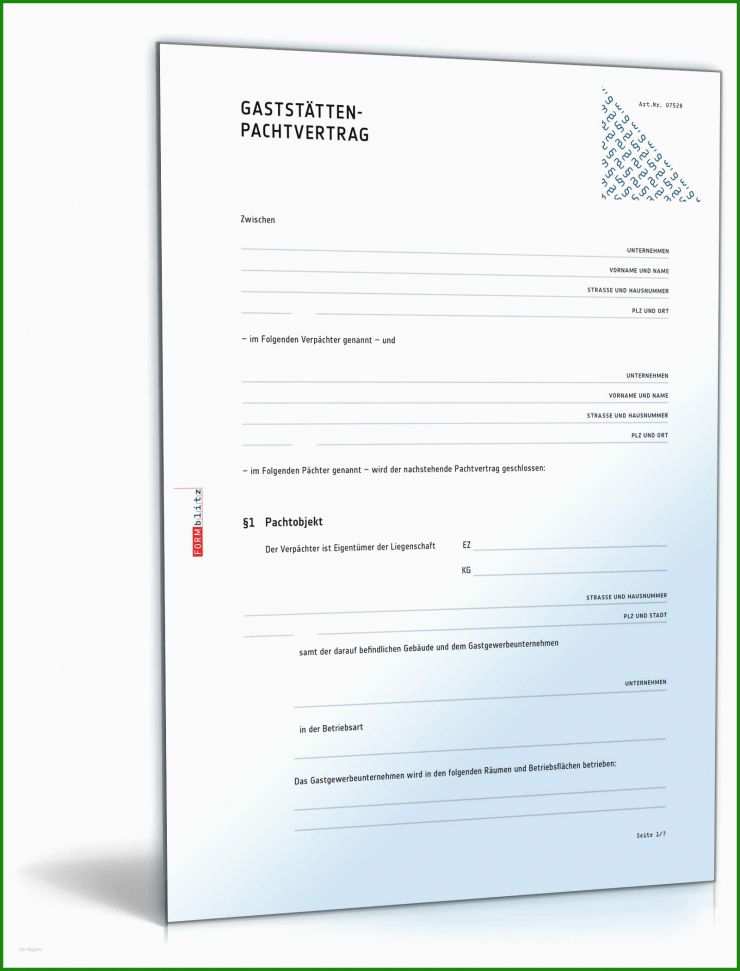 Muster Pachtvertrag Gastronomie