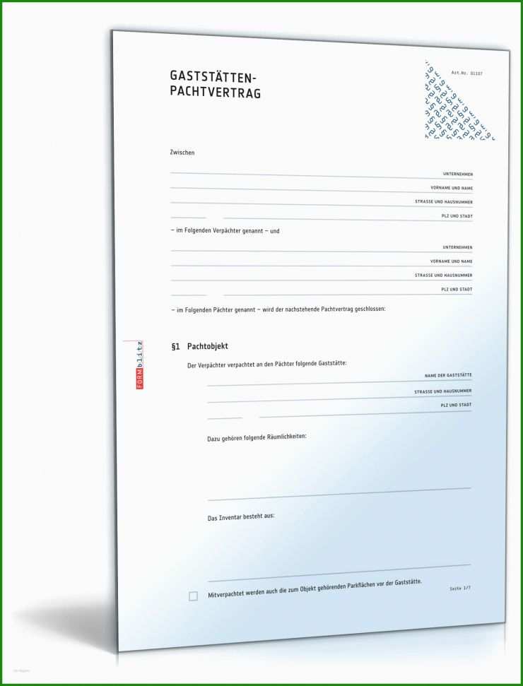 Muster Pachtvertrag Gewerbe