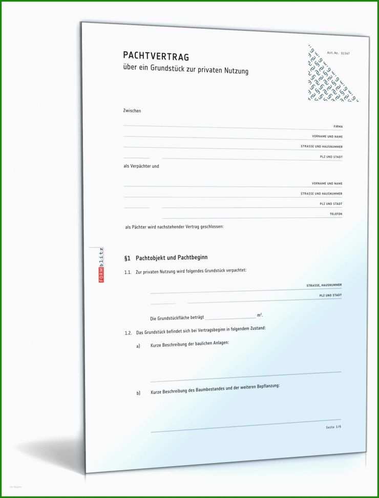 Muster Pachtvertrag Grundstück
