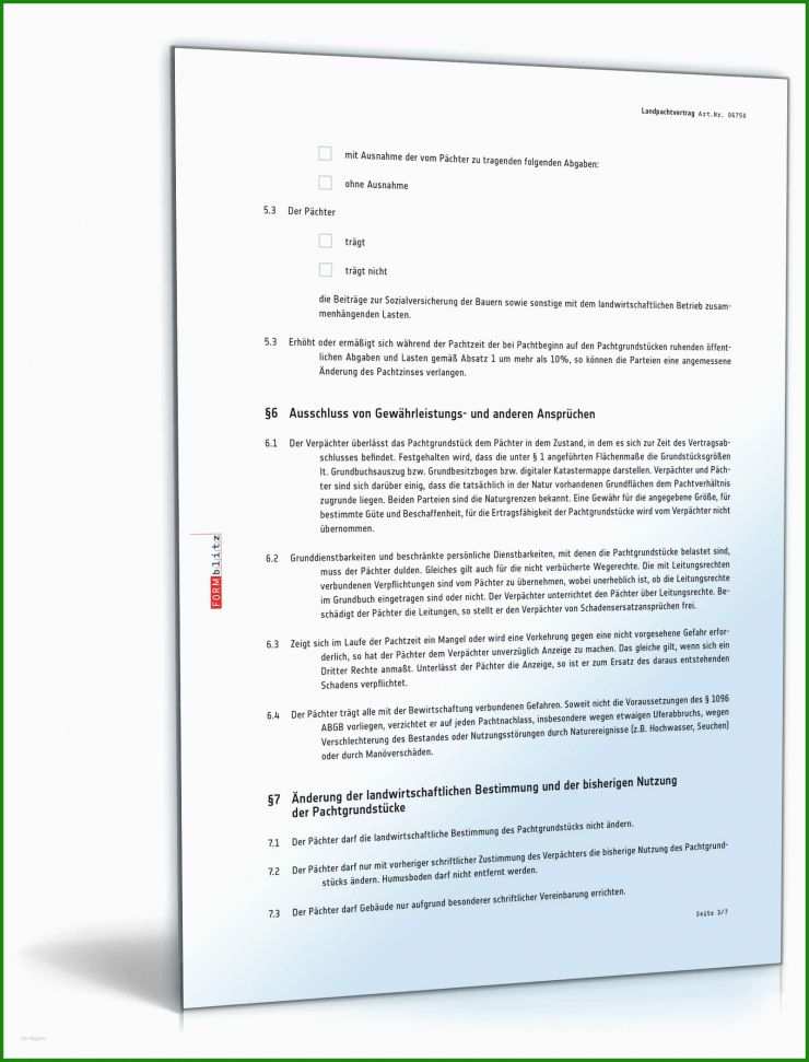 Muster Pachtvertrag Landwirtschaft Kostenlos