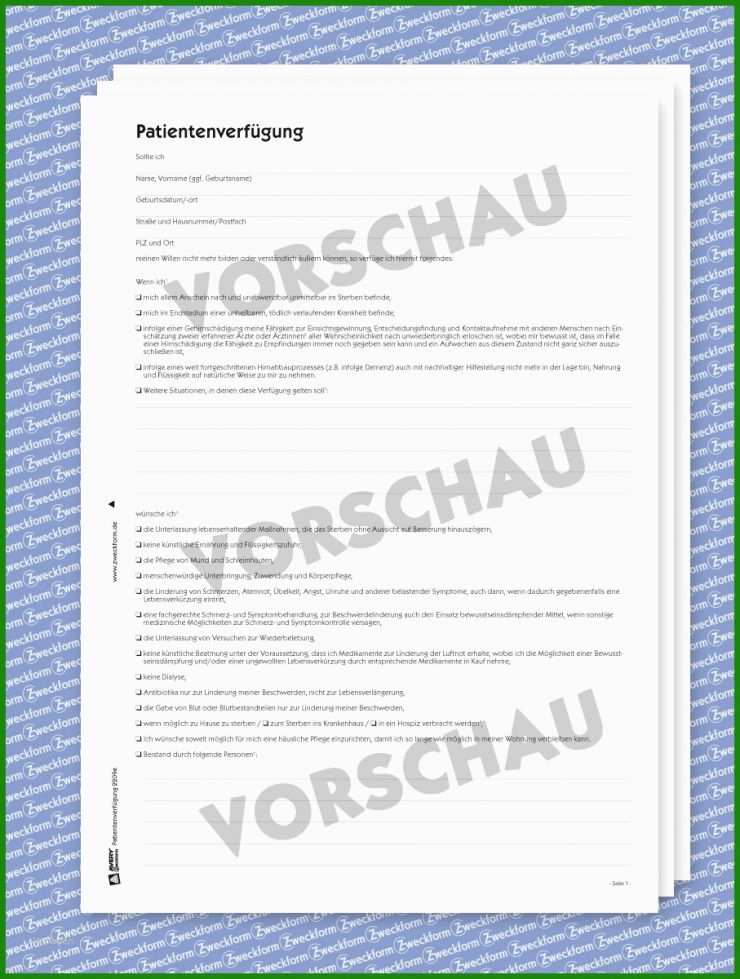 Muster Patientenverfügung