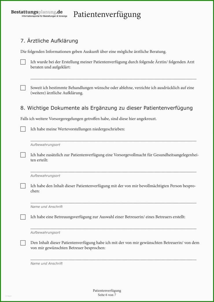 Muster Patientenverfügung Zum Ausdrucken