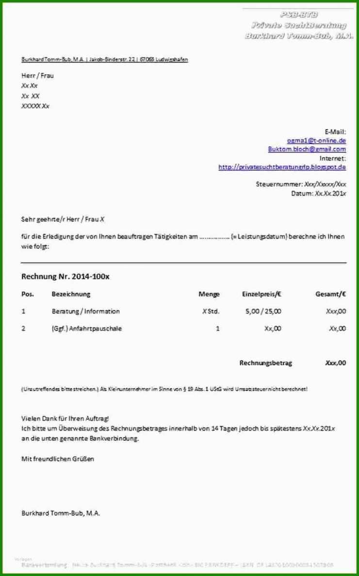 Muster Rechnung Bauleistung