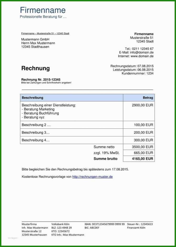 Muster Rechnung Für Ferienwohnung Erstellen