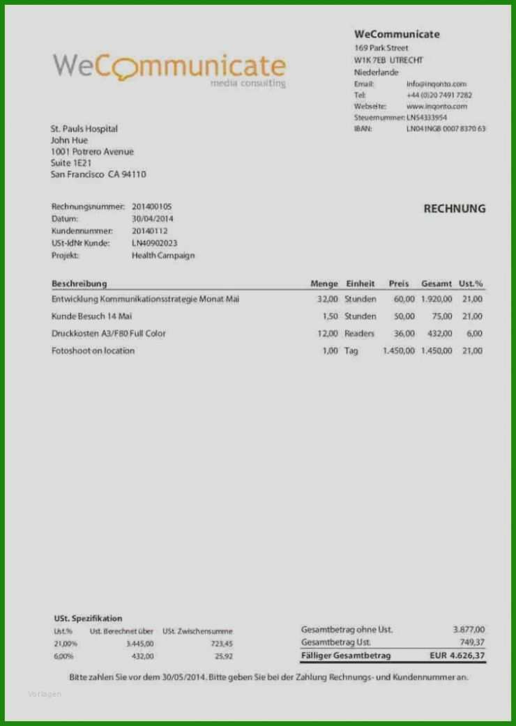 Muster Rechnung Handwerker