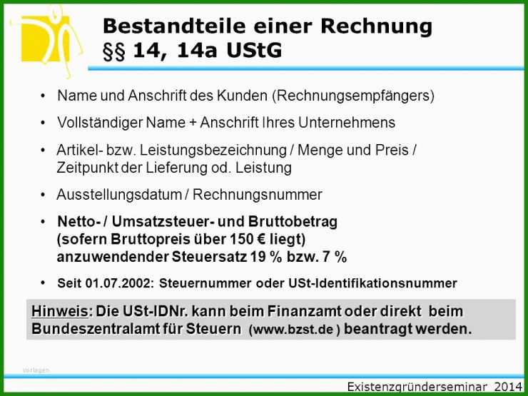 Muster Rechnung Kleingewerbe